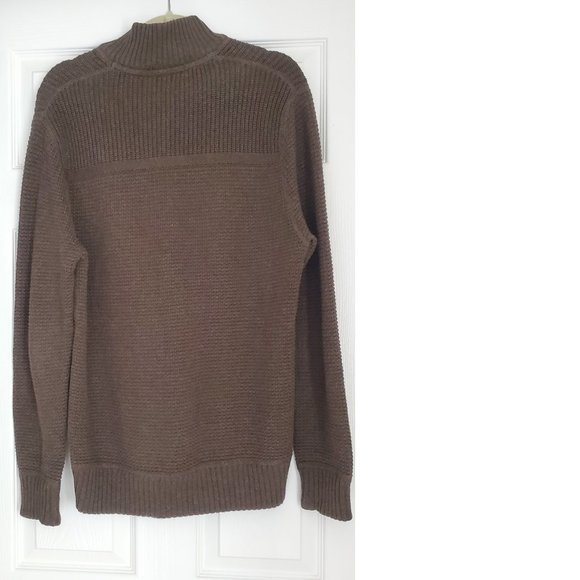 Eddie Bauer Men's Medium Cotton Brown Sweater with Half Zip - Picture 2 of 4